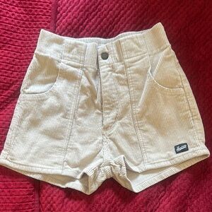 Cream High Waist Shorts with Structured Fit